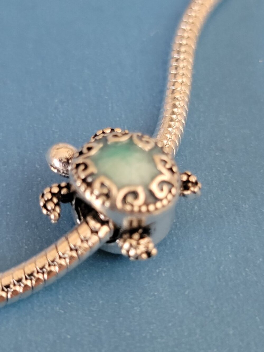 New! For Pandora Charm Bracelet Individual Charm - Turtle Blue And Silver Color - Picture 5 of 5
